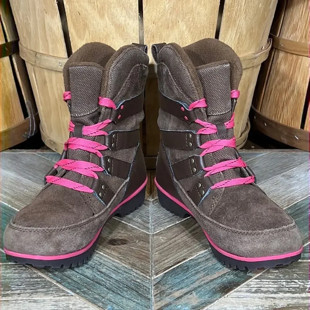 Sorel Meadow Lace Brown Suede Waterproof Insulated Snow Boots Girls Size 3